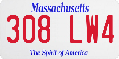 MA license plate 308LW4