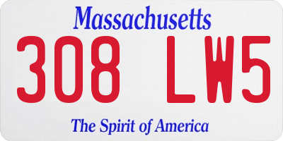 MA license plate 308LW5