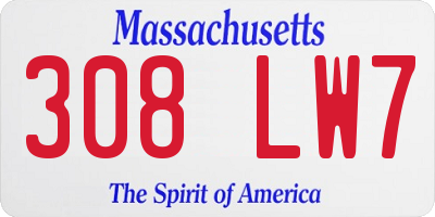 MA license plate 308LW7