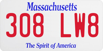 MA license plate 308LW8