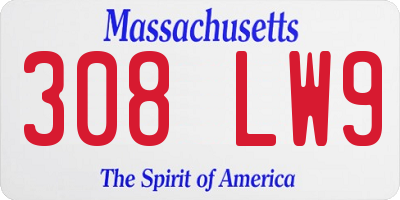 MA license plate 308LW9