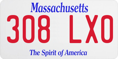 MA license plate 308LX0