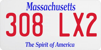 MA license plate 308LX2