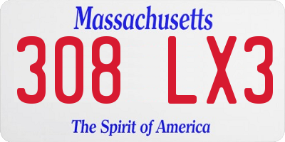MA license plate 308LX3