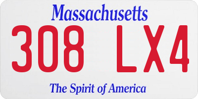 MA license plate 308LX4