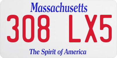 MA license plate 308LX5