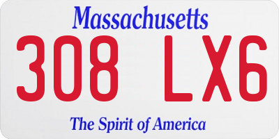 MA license plate 308LX6