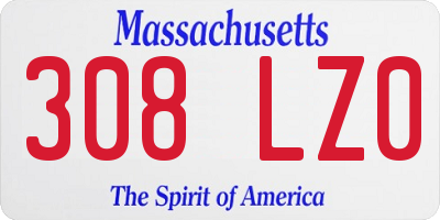 MA license plate 308LZ0