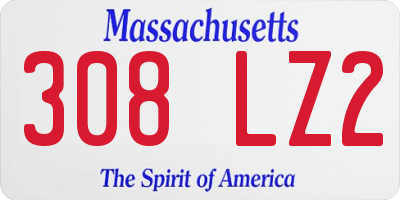 MA license plate 308LZ2