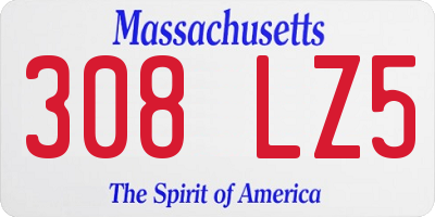 MA license plate 308LZ5