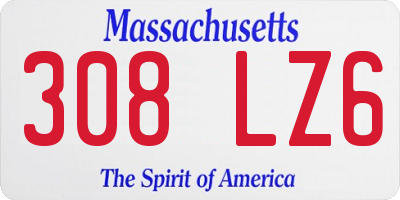 MA license plate 308LZ6