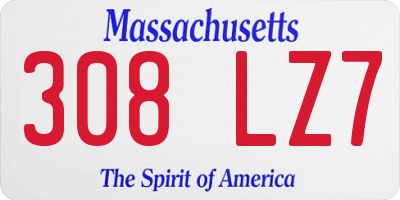 MA license plate 308LZ7