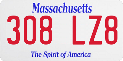 MA license plate 308LZ8