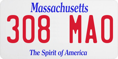 MA license plate 308MA0