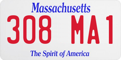 MA license plate 308MA1