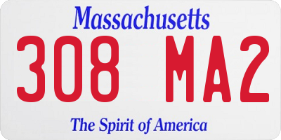 MA license plate 308MA2