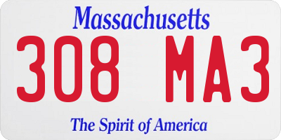 MA license plate 308MA3