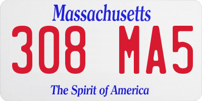 MA license plate 308MA5