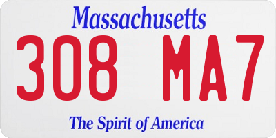MA license plate 308MA7