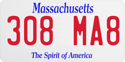 MA license plate 308MA8