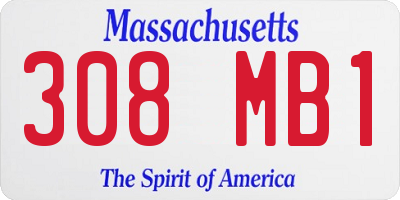 MA license plate 308MB1