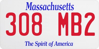 MA license plate 308MB2