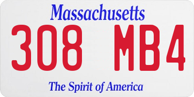 MA license plate 308MB4