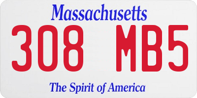 MA license plate 308MB5