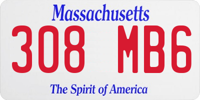 MA license plate 308MB6