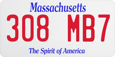 MA license plate 308MB7