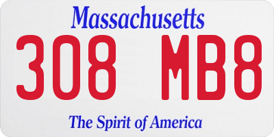 MA license plate 308MB8