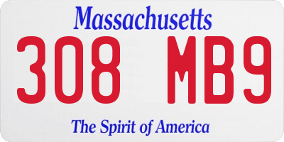 MA license plate 308MB9