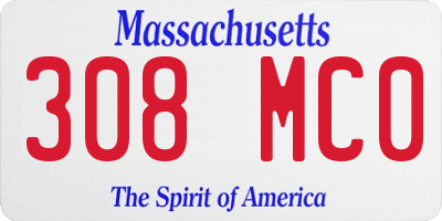MA license plate 308MC0
