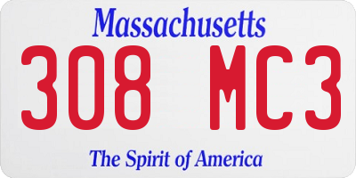 MA license plate 308MC3