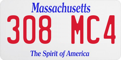 MA license plate 308MC4