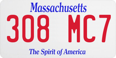 MA license plate 308MC7