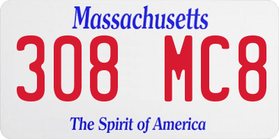 MA license plate 308MC8