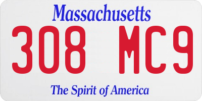 MA license plate 308MC9