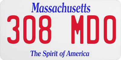MA license plate 308MD0