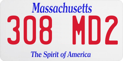 MA license plate 308MD2