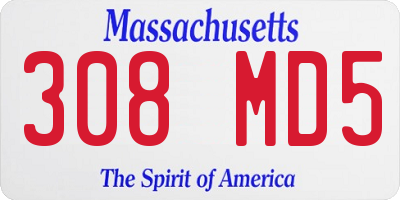 MA license plate 308MD5