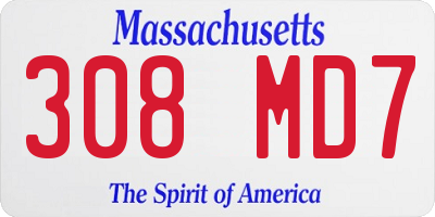 MA license plate 308MD7