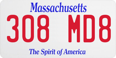 MA license plate 308MD8