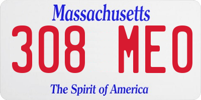 MA license plate 308ME0