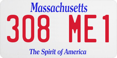 MA license plate 308ME1