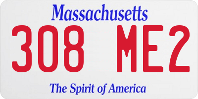 MA license plate 308ME2