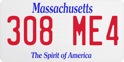 MA license plate 308ME4