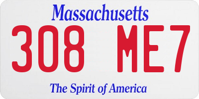 MA license plate 308ME7