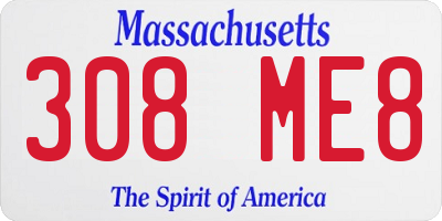 MA license plate 308ME8
