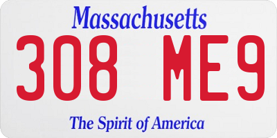 MA license plate 308ME9